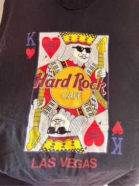Vintage Las Vegas Hard Rock Cafe Black Graphic King of Hearts Tee
